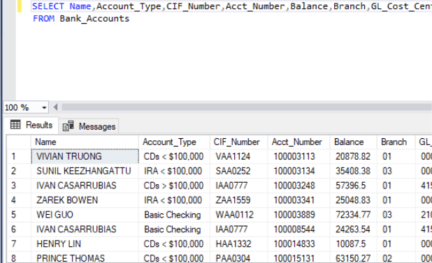 SQL Query Results