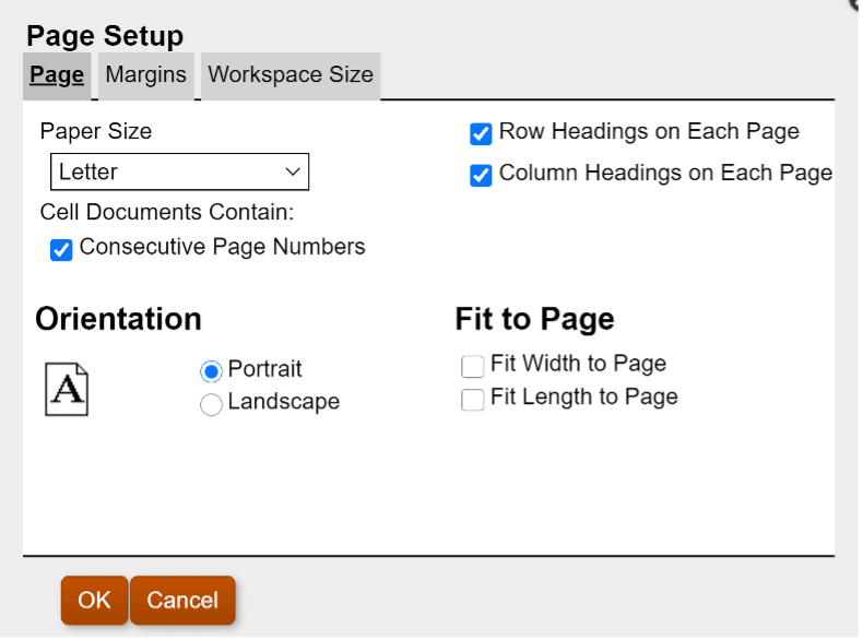 Page Setup Menu