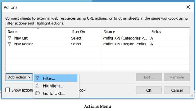 Actions Menu