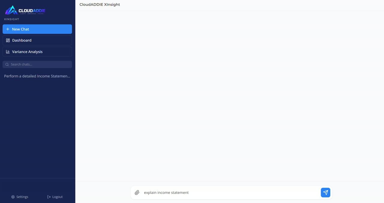 Screen recording of XInsight answering questions about month-end variances in plain English